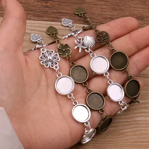 DIY δημοφιλή μεταλλικά εξαρτήματα κοσμημάτων κράμα δίσκοι 12mm βραχιόλι αξεσουάρ 4 στυλ