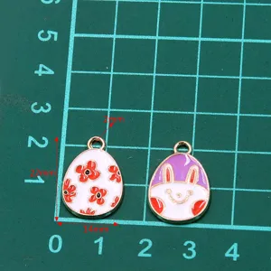 14x22mm Legierung Emaillierte Osterei Hase Charms DIY Schmuck Zubehör Anhänger Basteln 2 Stk