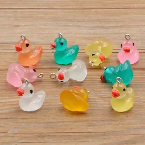 Bunte kleine Harz Enten Anhänger DIY Schmuck Zubehör für Halskette Armband 19x20mm