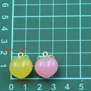 Peach resin charms set, 17x20mm candy color DIY jewelry pendants for handmade bracelets.
