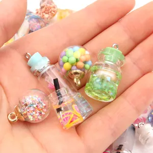 DIY glass bottle charms mini glass ball pendants colorful fillers handmade jewelry accessories