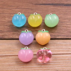 Resin Peach Charms Candy Color Fruit Pendants For Jewelry Making Necklace Bracelet Bag Accessories Women Girls Gift