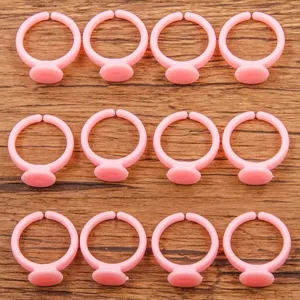 Rosa Kunststoff verstellbare Ringrohlinge, DIY Handwerk Schmuckherstellung Zubehör.