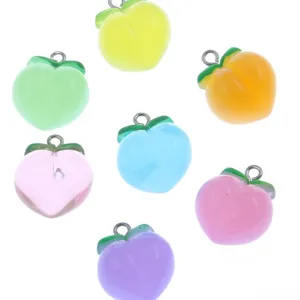 7 colors 17x20mm DIY resin peach charms candy color cute pendant for necklace bracelet jewelry making