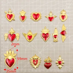 DIY metalen geëmailleerde heilig hart bedels hangers geassorteerde stijlen sieraden