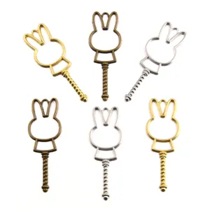 Hohler Kaninchen Anhänger Lünette Harz Metall DIY Schmuckherstellung Zubehör Set bunt