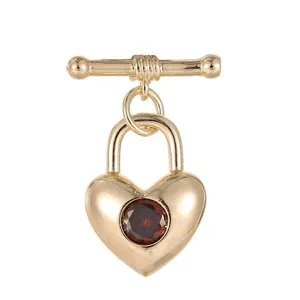 fermoir ot plaque or 14k cadenas coeur zircon rouge diy collier connecteur de bijoux