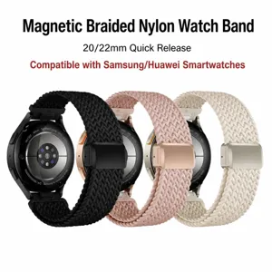 Bracelet de montre en nylon tressé magnétique 20mm 22mm attache rapide de remplacement