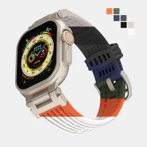 Breathable silicone hollow replacement strap for Apple Watch Ultra smart sports band.