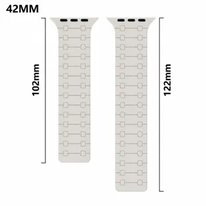 Silicone magnetic replacement strap size guide for Apple Watch 42mm with 102mm and 122mm lengths.