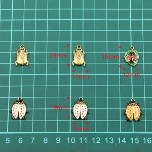 4pcs stainless steel gold enamel insect beetle charms DIY jewelry making accessories