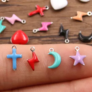 Stainless steel colorful enamel charms pendant DIY jewelry accessories set for bracelet necklace
