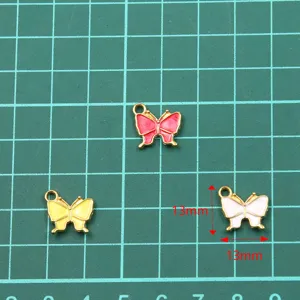 13mm acero inoxidable esmalte mariposa colgante abalorio para hacer joyas de bricolaje oro