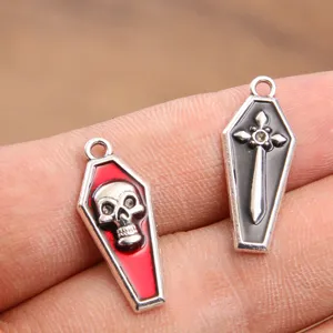 Pendentifs gothiques cercueil crâne et croix en métal pour fabrication de bijoux colliers boucles d'oreilles