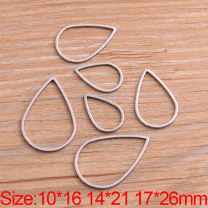 Breloques ouvertes en forme de goutte d'acier inoxydable pour bijoux DIY, diverses tailles.