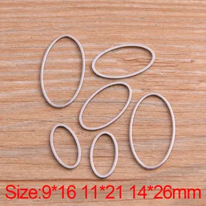 Breloques ovales en acier inoxydable pour bijoux DIY, anneaux géométriques en métal.