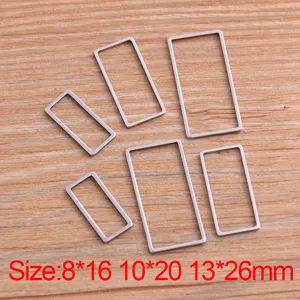 Breloques de cadre en métal rectangulaire en acier inoxydable pour fabrication de bijoux.