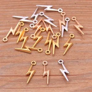 Mini Zinc Alloy Lightning Bolt Charms Double Sided Pendants For Jewelry Making DIY Crafts Bag Accessories Metal Charms Pendants
