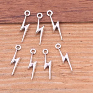 Silver zinc alloy mini lightning bolt charms DIY jewelry pendant accessories for craft making