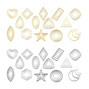 Charms de Cadre de Lunette Géométrique en Acier Inoxydable Plateau de Base de Pendentif Creux Pour la Fabrication de Bijoux en Résine