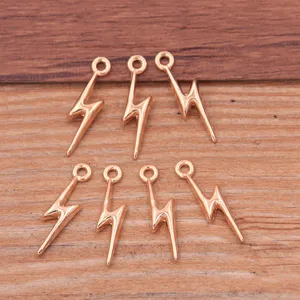 DIY mini lightning metal pendant charm rose gold jewelry making accessories craft supply