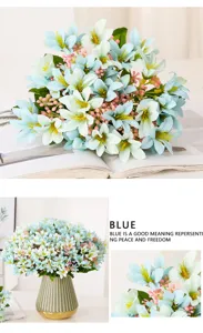 Bouquet di fiori di giglio blu artificiali decorazione per la casa supporto per fotografia