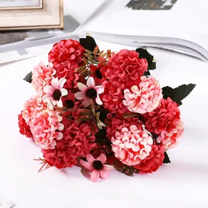 Bouquet di Fiori Artificiali Ortensia in Seta Fiori Finti Casa Matrimonio Festa Decorazione Interni Composizione Floreale