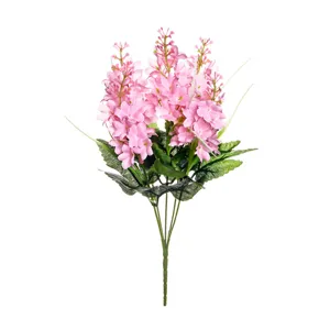 Mazzo di fiori artificiali in seta giacinto rosa con 5 forche per decorazioni matrimonio.