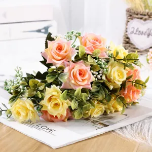 Künstlicher Seidenrosen Blumenstrauß Seidenrosen Arrangement Für Heimdekoration Hochzeit Party Fotografie Requisiten Florale Dekoration