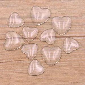 Heart Shaped Transparent Glass Cabochon For DIY Jewelry Making Flatback Clear Heart Stone Craft Embellishment