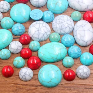 Colorful synthetic turquoise flatback cabochons round oval DIY jewelry accessories
