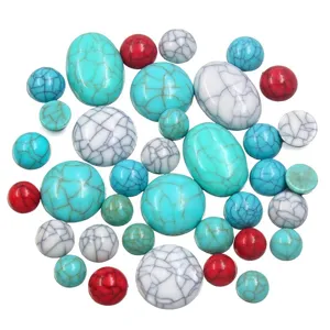 Multi-color synthetic turquoise cabochons round oval flatback stone jewelry accessories