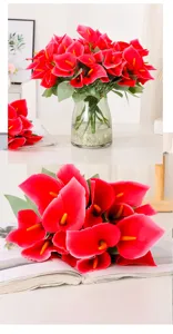 Kunststof rode calla lelie bloemboeket kunstplant voor thuis tafeldecoratie mooi
