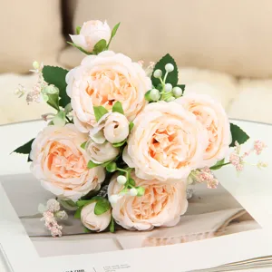Artificial peony rose flower bouquet home wedding table decoration floral arrangement