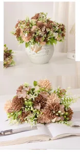 Artificial ping pong chrysanthemum flower bouquet macaron color home table decor detail view