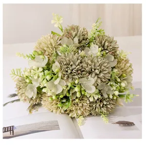 Artificial ping pong chrysanthemum flower bouquet, macaron color home table decor.