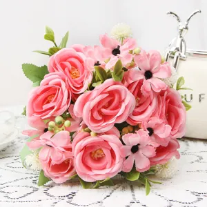 Artificial rose flower bouquet fake floral arrangement for home decoration and party decor