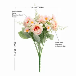 Bouquet di rose artificiali stile pittura a olio, 7 rami piante finte per decorazione nozze.