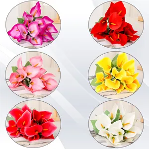 Kunstmatige Calla Lelie bloemboeketten, realistische plastic bloemdecoratie voor huisinrichting.