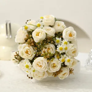 Artificial Silk Rose Flowers Bouquet Fake Flowers For Home Decor Wedding Party Photography Props Floral Arrangement