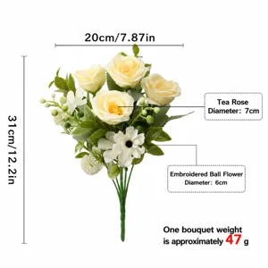 Artificial flower bouquet simulation rose camellia home decoration plastic floral arrangement