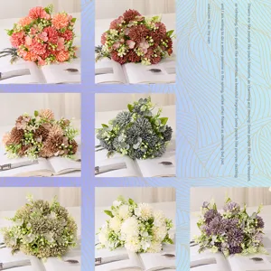 Artificial chrysanthemum flower bouquets home decor fake floral arrangements autumn colors