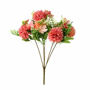 Artificial ping pong chrysanthemum bouquet macaron color faux flowers for home desktop decor