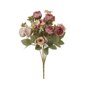 Artificial rose flower bouquet vintage style elegant faux floral arrangement for home decor