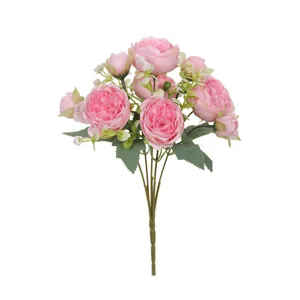 Bouquet de fleurs de pivoine rose artificielles pour la décoration de maison et mariage.