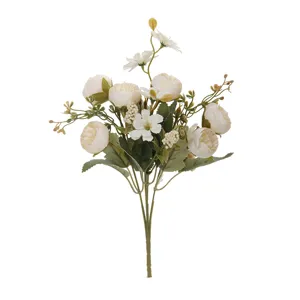 Bouquet de fleurs artificielles rose blanche pâquerette déco maison mariage ornement