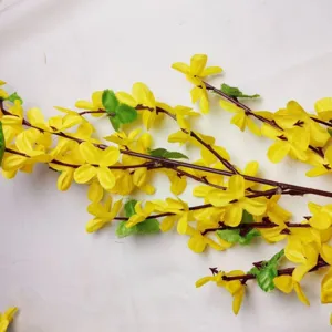Ramo di fiori di forsizia artificiali gialli finti in seta per decorazione giardino