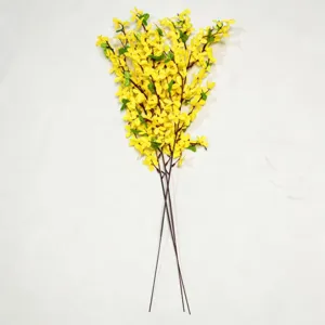 Rametto di fiori artificiali di forsizia gialla stelo di seta finta per decorazione giardino casa