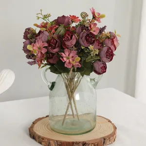 Bouquet di fiori artificiali simulazione rosa composizione floreale decorazione casa