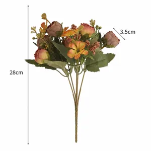 Bouquet di fiori artificiali rosa di simulazione composizione floreale decoro 28cm